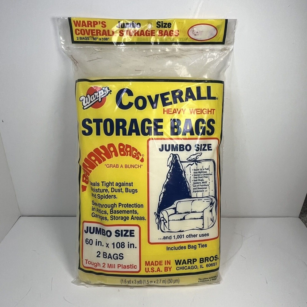 Warps Coverall Storage Bags Jumbo Size 60"x108" CB-60 2 Heavyweight Banana Bags